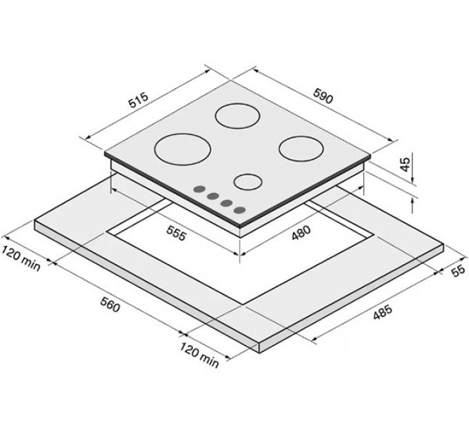 Варочная панель KRONA HAGEL 60 BL W газовая