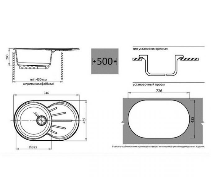 Мойка Granfest GF - R750L черный