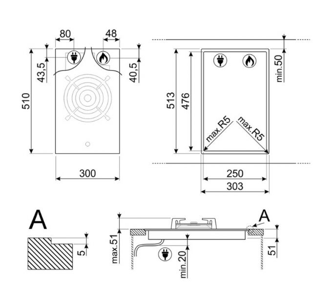 Варочная панель SMEG PV331CN газовая