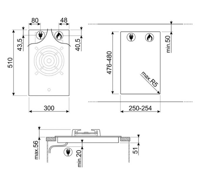 Варочная панель SMEG PV331CN газовая