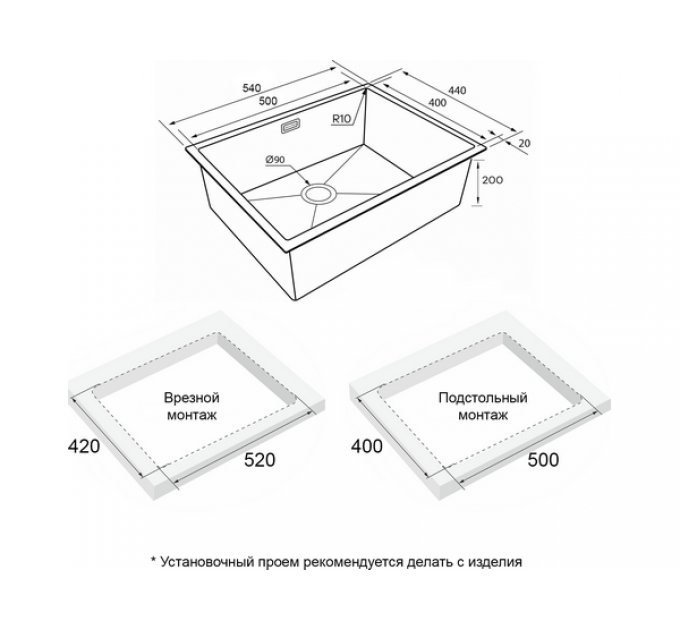 Мойка Paulmark Lassan 54 uni LA54-GM, вороненая сталь