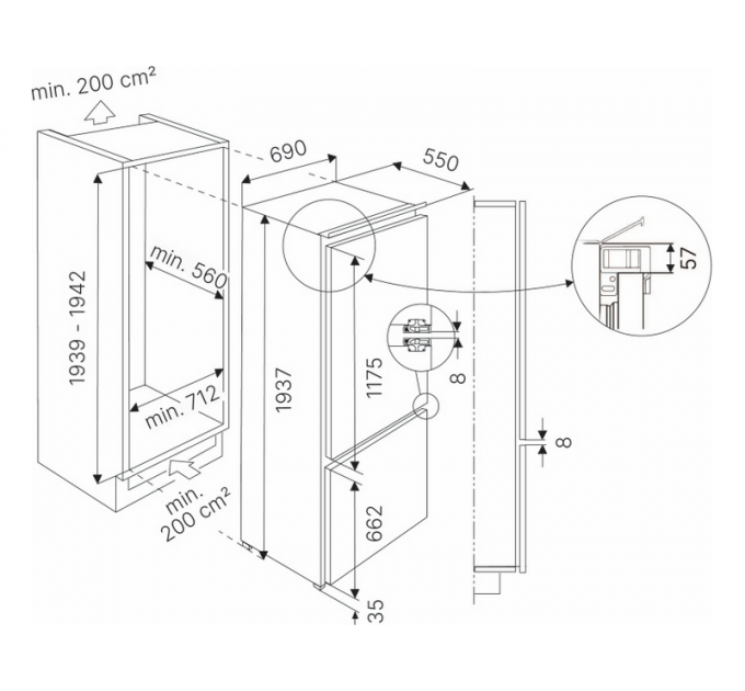 Холодильник Kuppersbusch FKGF 9855.0i встраиваемый