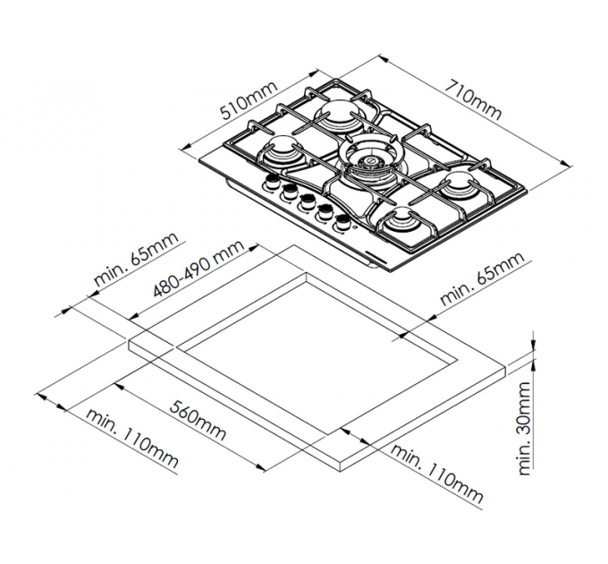 Варочная панель Kuppersberg FG 73 B газовая