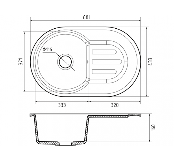 Мойка GRANFEST SM685L белая