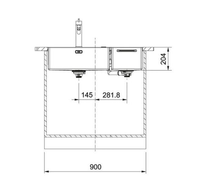 Мойка Franke Box Center BWX 220-54-27 TL, рабочий центр справа (127.0538.259)