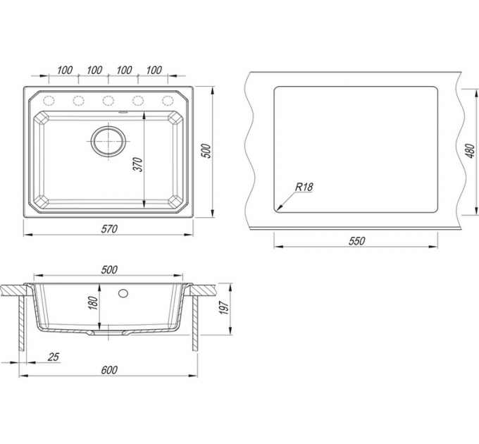 Мойка Dr.Gans КАРДИНАЛ 570 серый