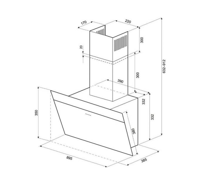 Вытяжка KRONA KRISTEN A 900 black S