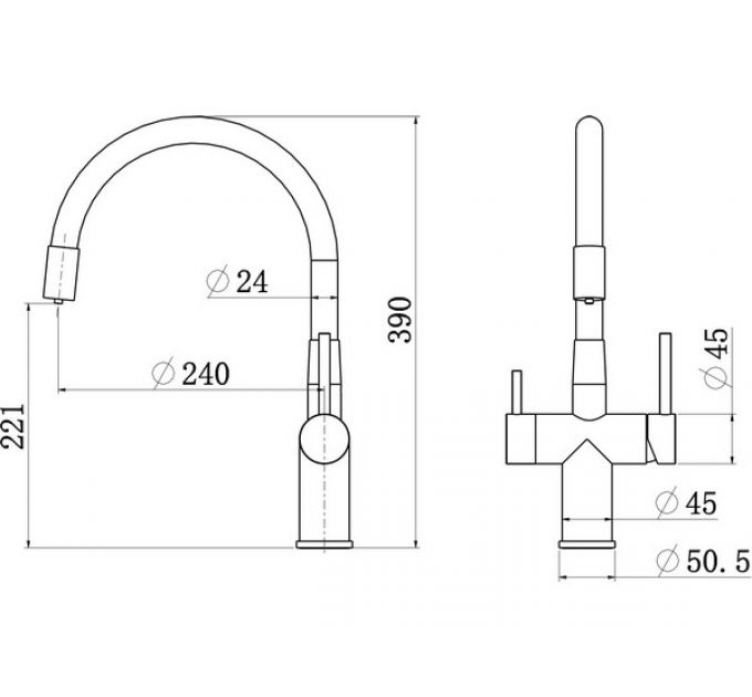 Смеситель Longran Techno LM2198 Stanless Steel/Black
