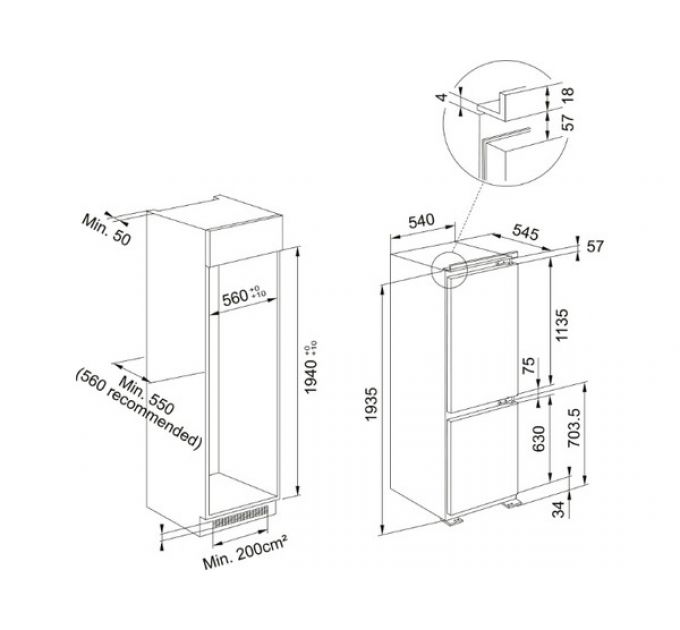 Холодильник Franke FCB 360 TNF NE D (118.0722.594) встраиваемый