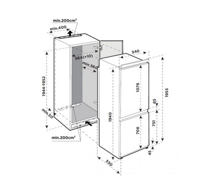 Холодильник Midea MDRE413FGE01 встраиваемый