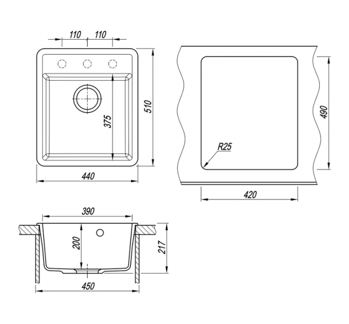 Мойка Florentina Пьемонт 440 грей