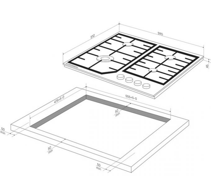 Варочная панель Kuppersberg FG 66 B газовая