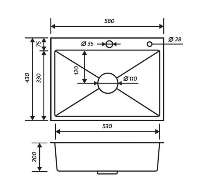 Мойка Handmade MR-5843BL, вороненая сталь (набор 3 в 1)