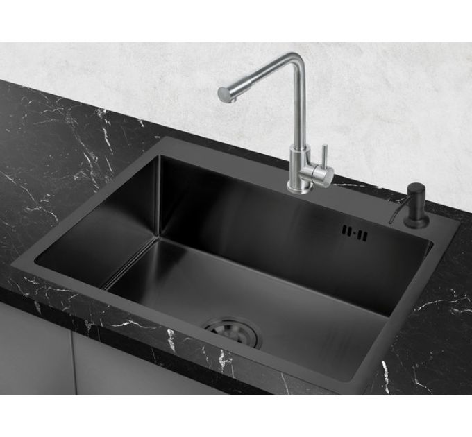 Мойка Handmade MR-5843BL, вороненая сталь (набор 3 в 1)