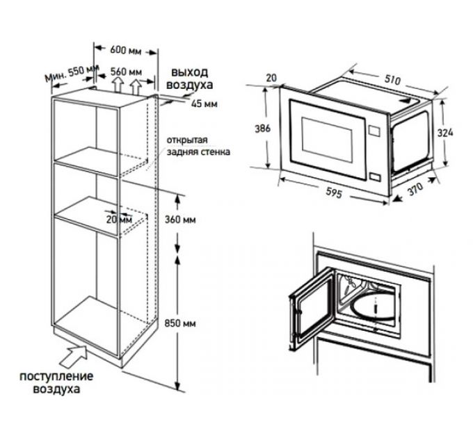 СВЧ-печь MEFERI MMO6025BK COMFORT встраиваемая