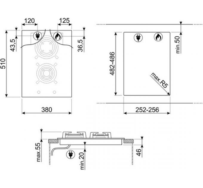 Варочная панель SMEG PV632CNR газовая