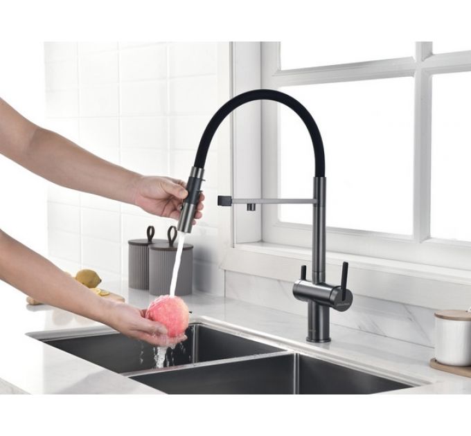 Смеситель Paulmark Gravity Gr213888-GM, вороненая сталь