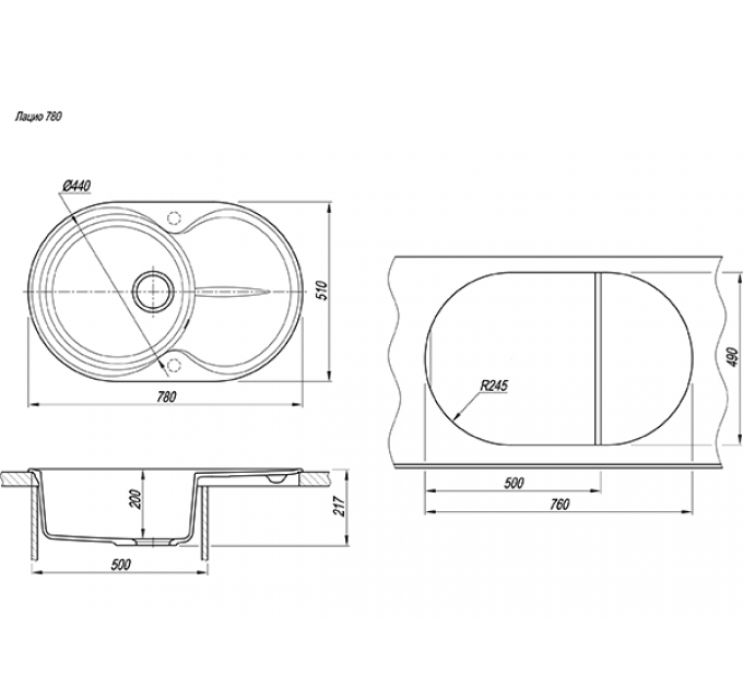 Мойка Florentina Лацио 780 серый шелк