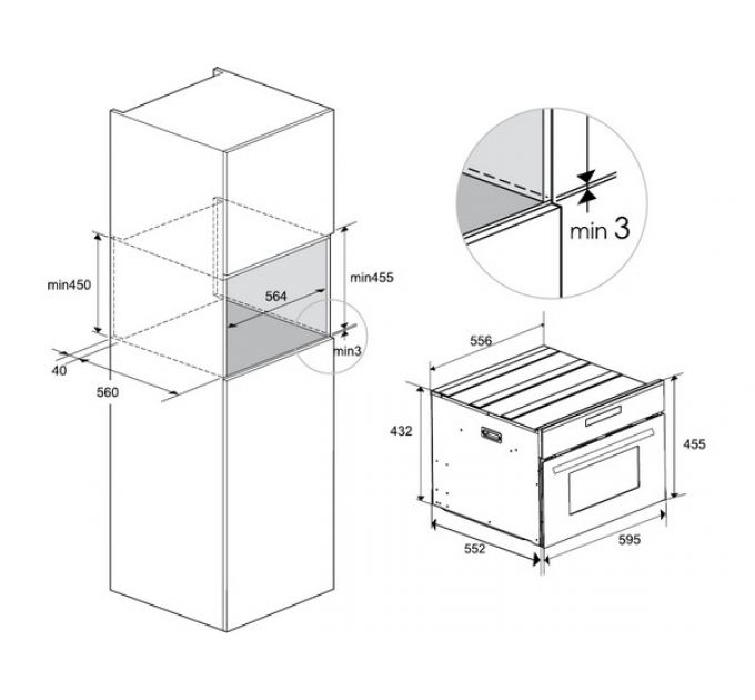 Духовой шкаф MEFERI MEO609BK MICROWAVE компактный с СВЧ