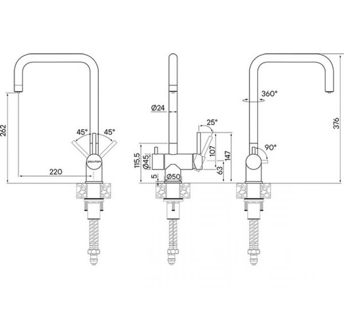 Смеситель Paulmark Wetter We213030-GM, вороненая сталь
