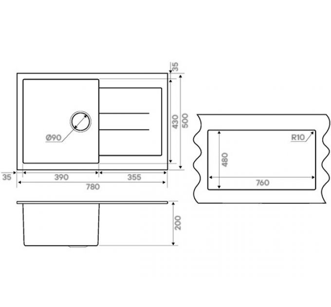 Мойка Kuchenstern PLAT 50 антрацит
