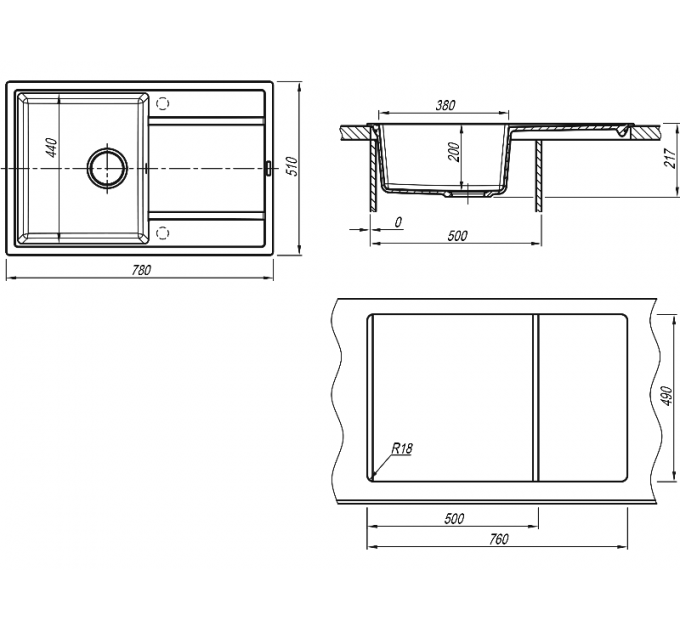 Мойка Florentina Липси 780 серый шелк