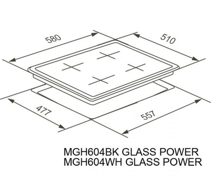 Варочная панель MEFERI MGH604WH GLASS POWER газовая