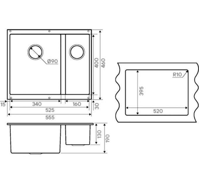 Мойка Kuchenstern UNDER 60-2 титан