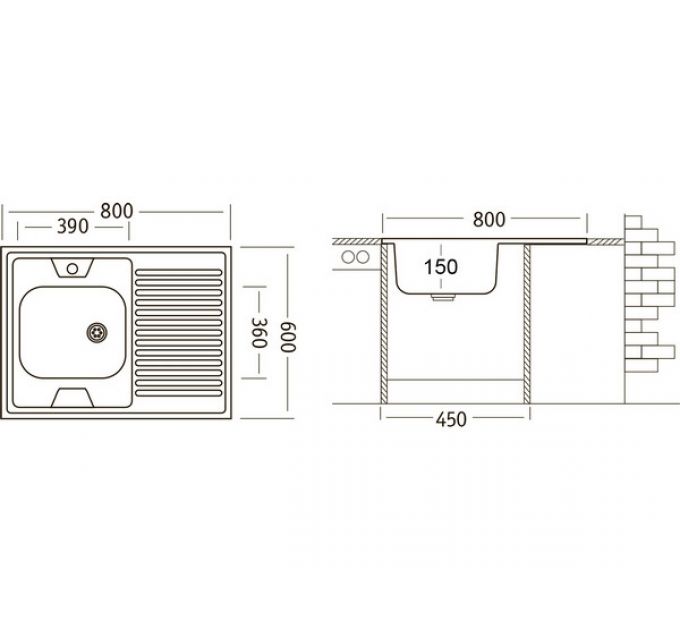Мойка Ukinox Стандарт STD800.600 -4C 0R-