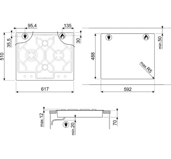 Варочная панель SMEG PGF64-4 газовая