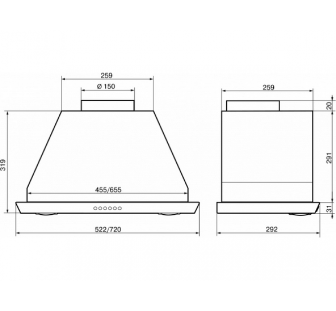 Вытяжка Elikor Врезной блок 72Н-1000-Э4Д нерж