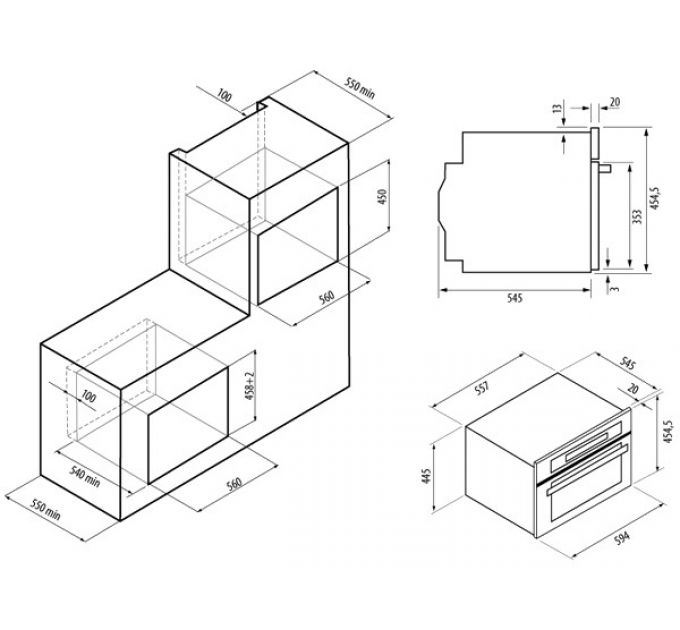 Духовой шкаф KRONA DUETTO 60 IX компактный с СВЧ