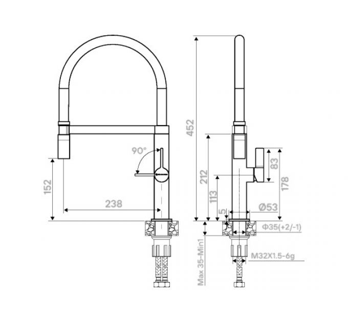 Смеситель Kuchenstern TURM-E черный