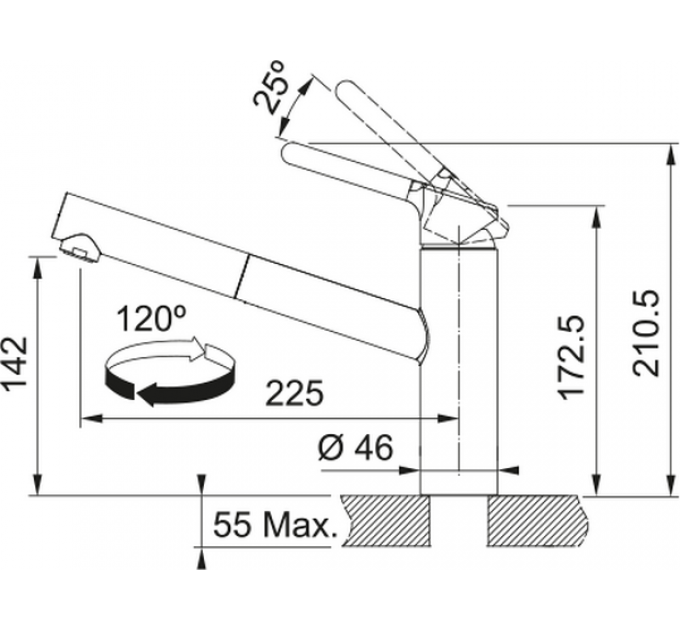 Смеситель Franke Orbit с выдвижным шлангом, хром (115.0623.055)