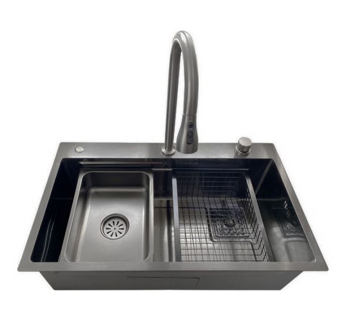 Мойка SMARTECH-75x45 темная нерж. сталь, со смесителем