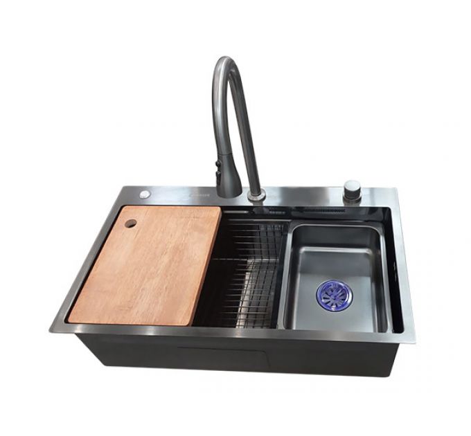 Мойка SMARTECH-75x45 темная нерж. сталь, со смесителем