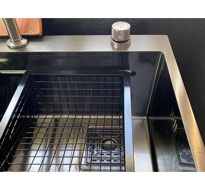 Мойка SMARTECH-75x45 темная нерж. сталь, со смесителем