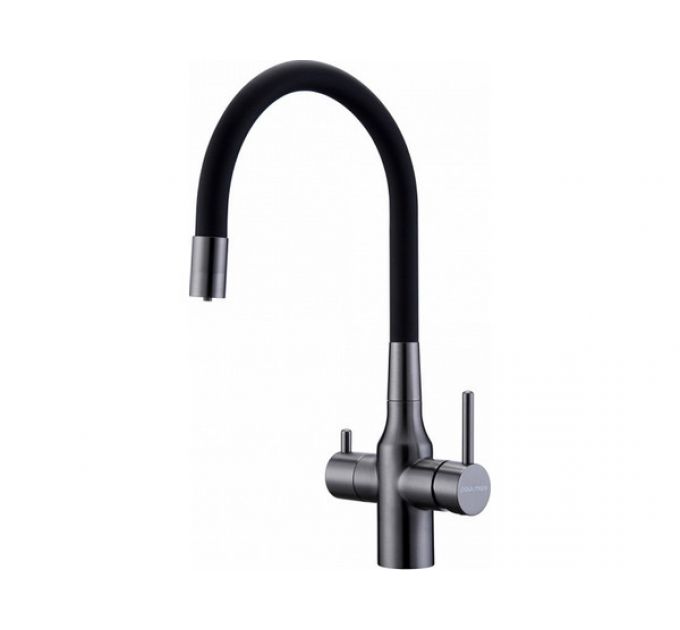 Смеситель Paulmark Salix Sa213419-GM, вороненая сталь, черный шланг
