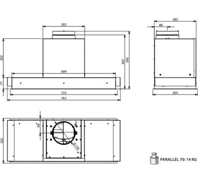 Вытяжка Falmec PARALLEL WHITE 70