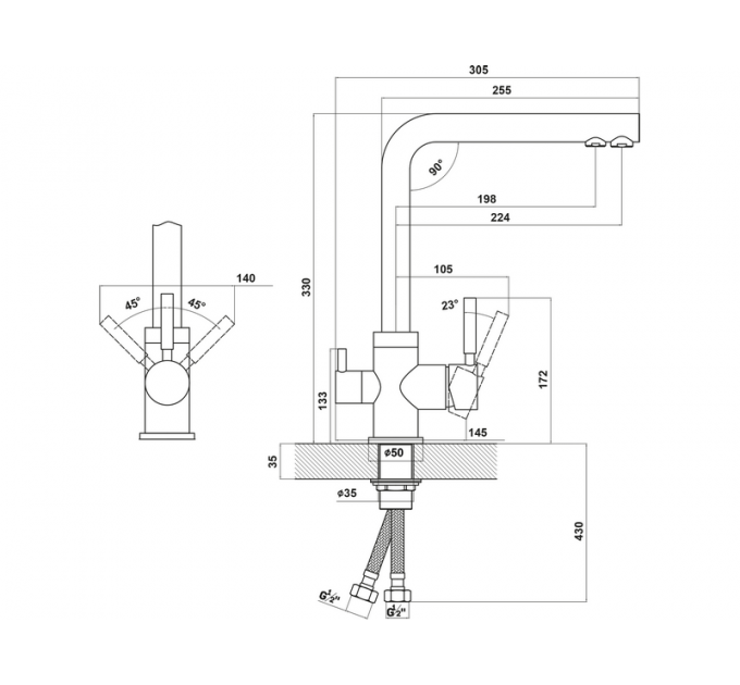 Смеситель Florentina Арес серый шелк