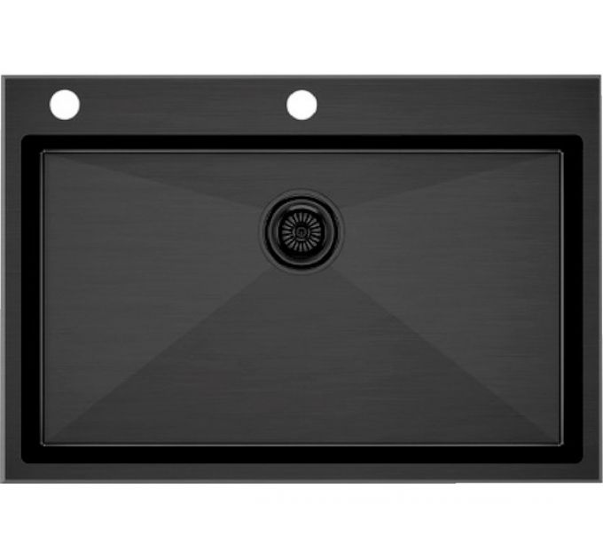 Мойка Paulmark Kroner-edge 75 PM777551-GM, вороненая сталь
