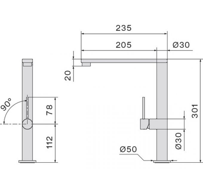 Смеситель Falmec PURE STEEL FLAT