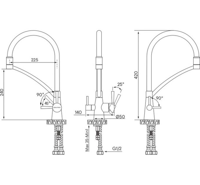 Смеситель Paulmark Siegen Si213111-308, черный/хром