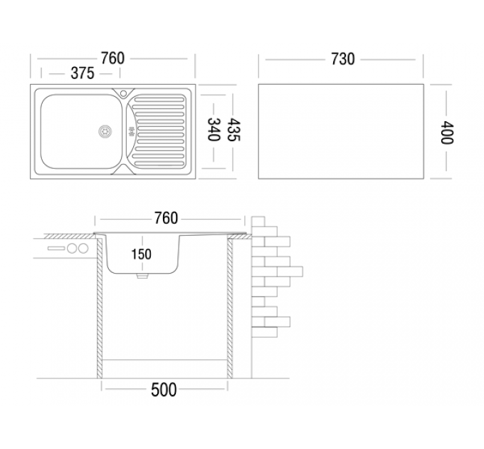 Мойка Ukinox Классика CLM760.435 -GW6K 1R