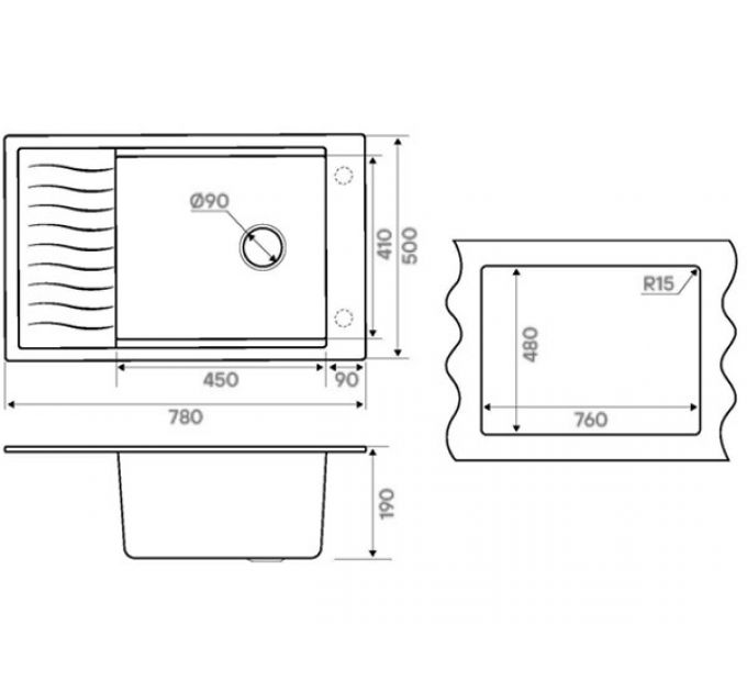 Мойка Kuchenstern BRETT 60 черный
