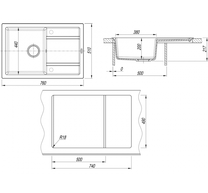 Мойка Florentina Липси 760 черный
