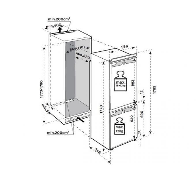 Холодильник Midea MDRE371FGE01M встраиваемый