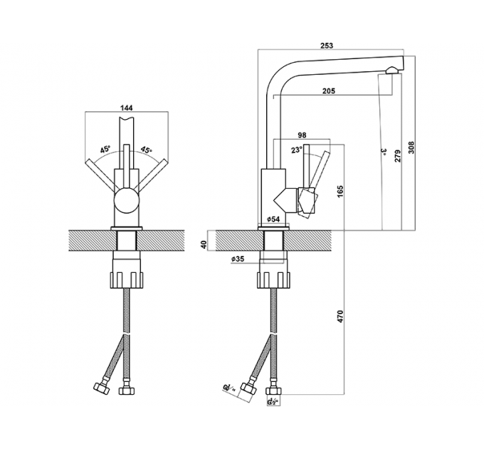 Смеситель Florentina Дельта грей