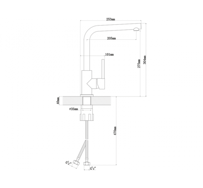 Смеситель Florentina Дельта нержавеющая сталь