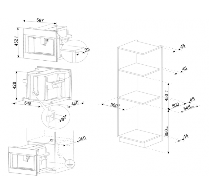 Кофемашина SMEG CMS4104B3RU встраиваемая